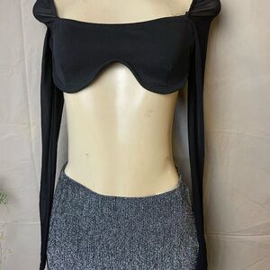 SHEIN Black Crop Top with Long Sleeves